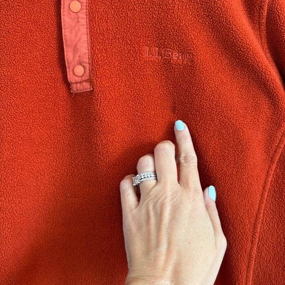 L.L. Bean Men's Sweater Fleece Pullover Orange Long Sleeve Polartec Shirt LG TAL - Picture 3 of 14